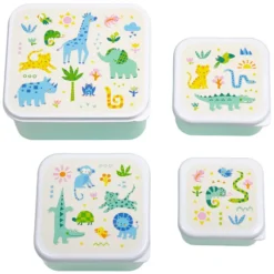A Little Lovely Company Lot de 4 Boîtes à Goûter - Jungle