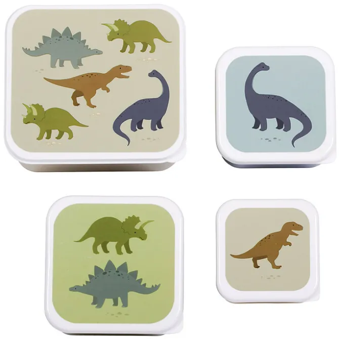 A Little Lovely Company Lot de 4 Boîtes à Goûter - Dinosaures