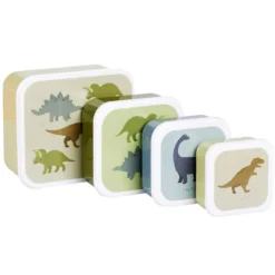 A Little Lovely Company Lot de 4 Boîtes à Goûter - Dinosaures