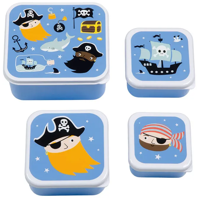 A Little Lovely Company Lot de 4 Boîtes à Goûter - Pirates
