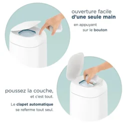 Angelcare Poubelle à Couches Dress Up + 1 Recharge - Laquée Blanche