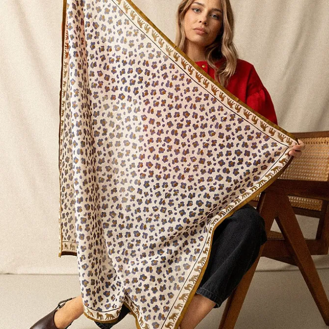 Apaches Big Foulard Dupatta Léopard - Macadamia