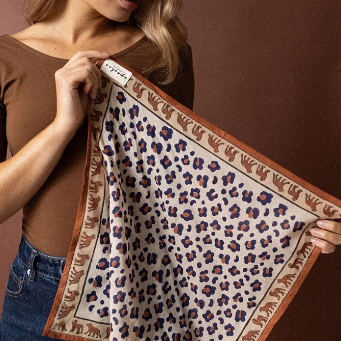 Apaches Small Foulard Dupitta Léopard - Rust