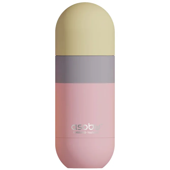 Asobu Gourde Isotherme avec Tasse Orb Pastel Peach - 415 ml