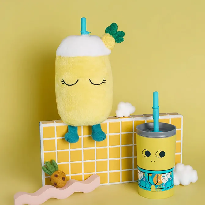 Asobu Mug Isotherme à Paille Peluche Fuzzie - Pip l'Ananas