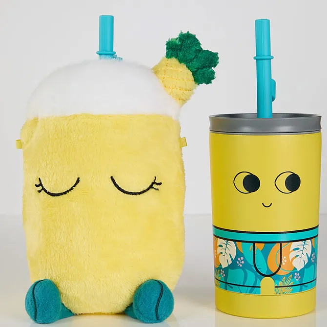 Asobu Mug Isotherme à Paille Peluche Fuzzie - Pip l'Ananas