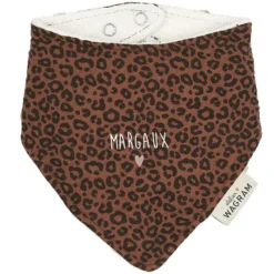 Atelier Wagram Bavoir Bandana - Gaze Léopard Marron