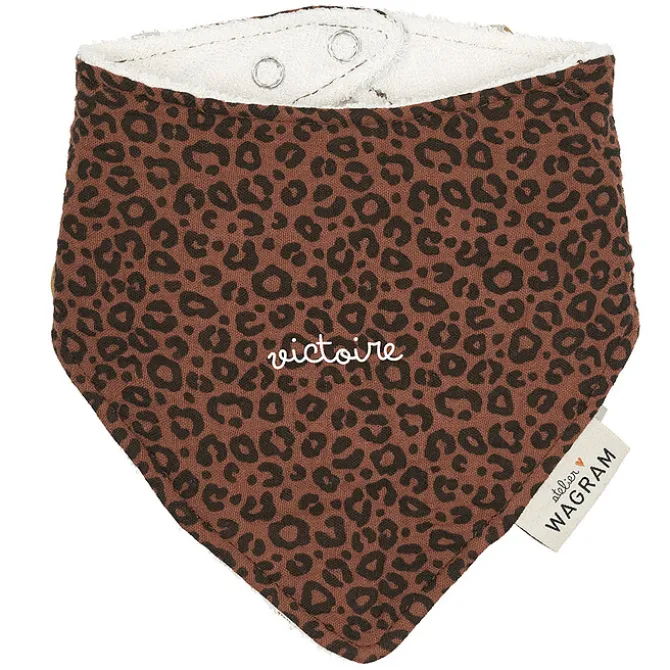 Atelier Wagram Bavoir Bandana - Gaze Léopard Marron