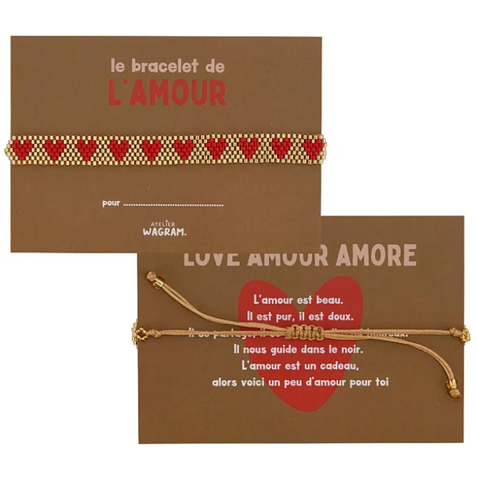 Atelier Wagram Bracelet en Perle Amour - Or et Rouge