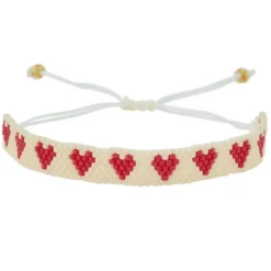 Atelier Wagram Bracelet en Perle Amour - Blanc et Rouge