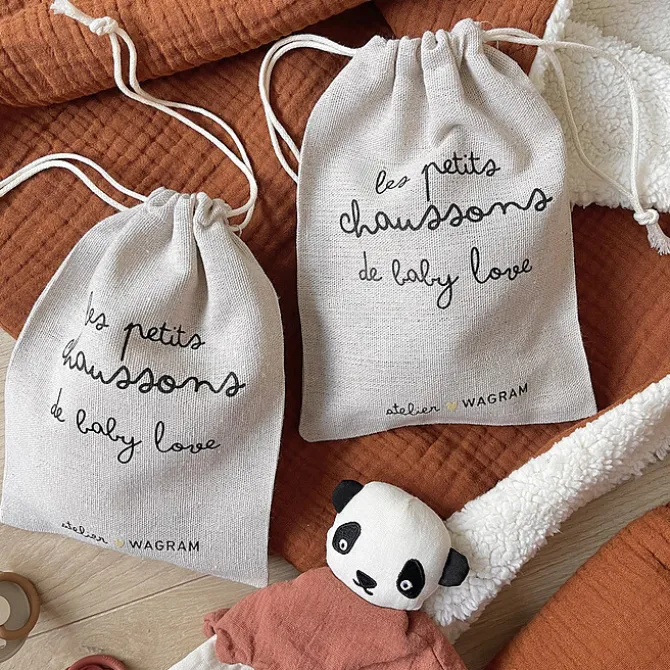 Atelier Wagram Chaussons Bébé Ecru Baby Love - 0/6 Mois