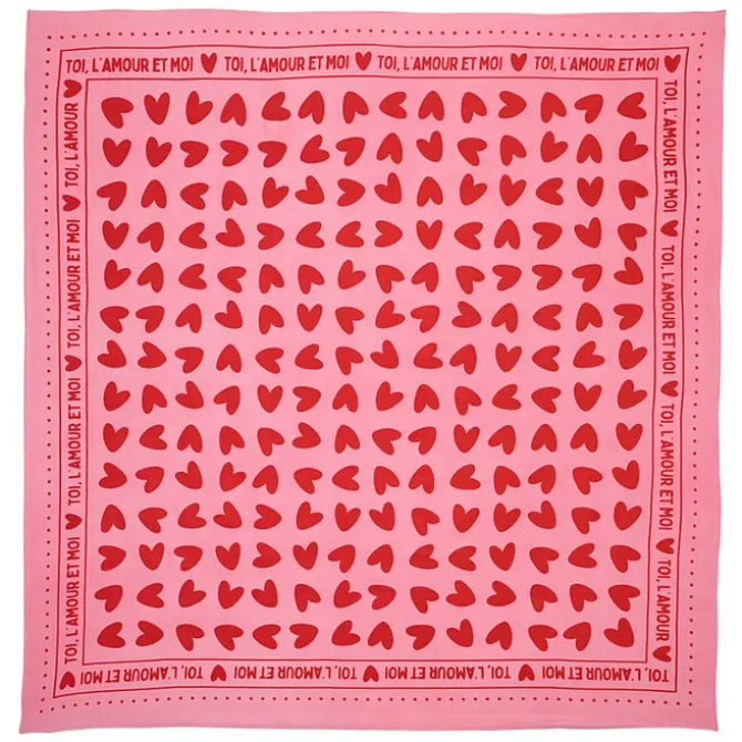 Atelier Wagram Foulard Adulte - Rose Coeurs Rouges