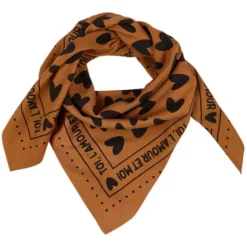 Atelier Wagram Foulard Adulte - Marron Coeurs Noirs