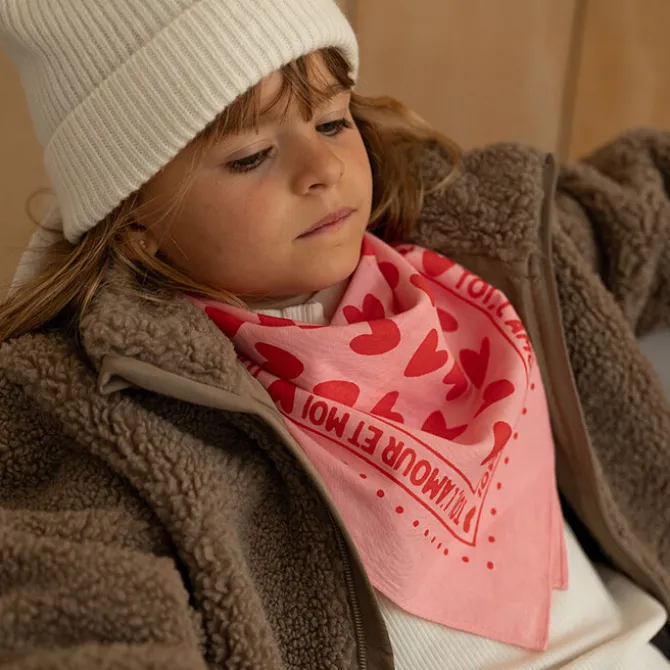 Atelier Wagram Foulard Enfant - Rose Coeurs Rouges