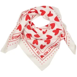 Atelier Wagram Foulard Enfant - Blanc Coeurs Rouges