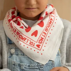 Atelier Wagram Foulard Enfant - Blanc Coeurs Rouges