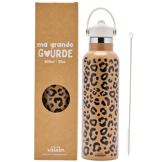 Atelier Wagram Gourde Inox Léopard Marron - 600 ml