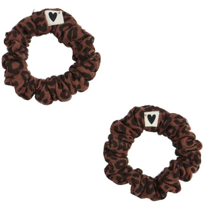 Atelier Wagram Lot de 2 Mini Chouchous - Léopard Marron
