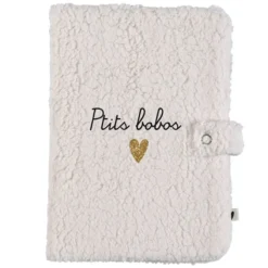 Atelier Wagram Protège-carnet de Santé - Moumoute Ecru Ptits Bobos Coeur Or
