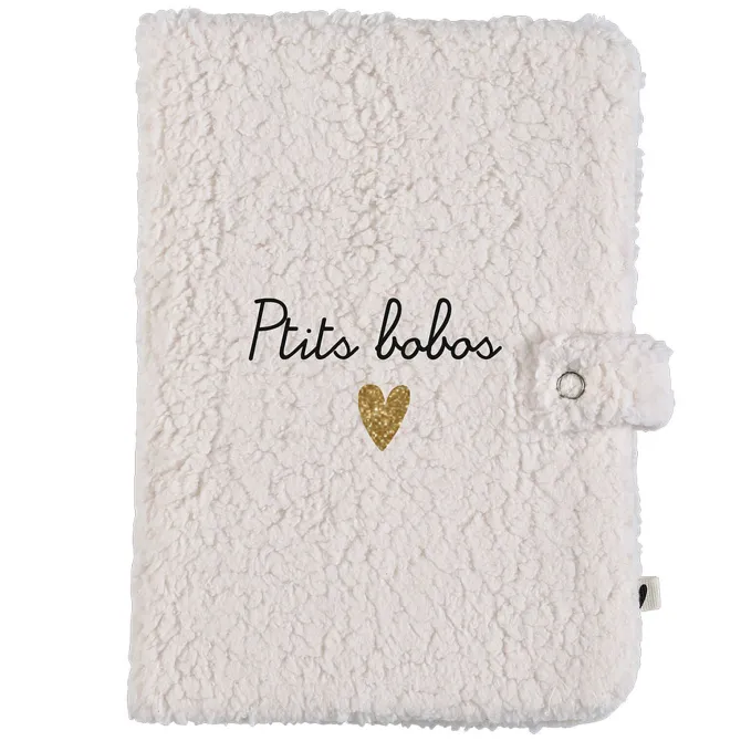 Atelier Wagram Protège-carnet de Santé - Moumoute Ecru Ptits Bobos Coeur Or
