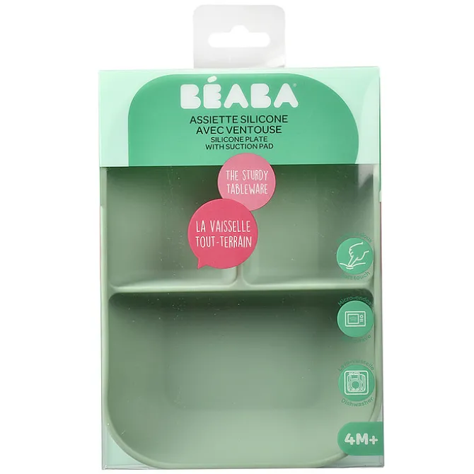 BÉABA Assiette Compartimentée avec Ventouse - Sage Green