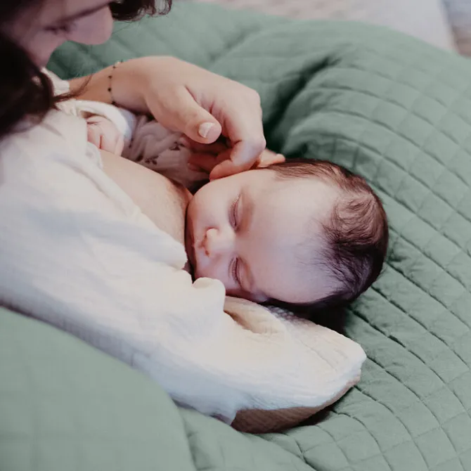 BÉABA Coussin d'Allaitement Big Flopsy Fleur de Coton - Sage Green