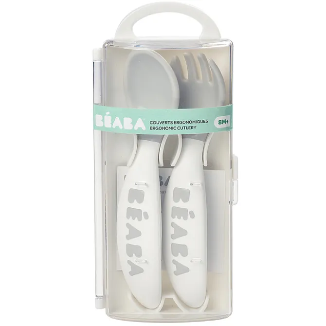 BÉABA Lot de 2 Couverts Ergonomiques 2ème Âge - Light Mist
