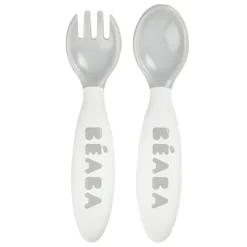 BÉABA Lot de 2 Couverts Ergonomiques 2ème Âge - Light Mist