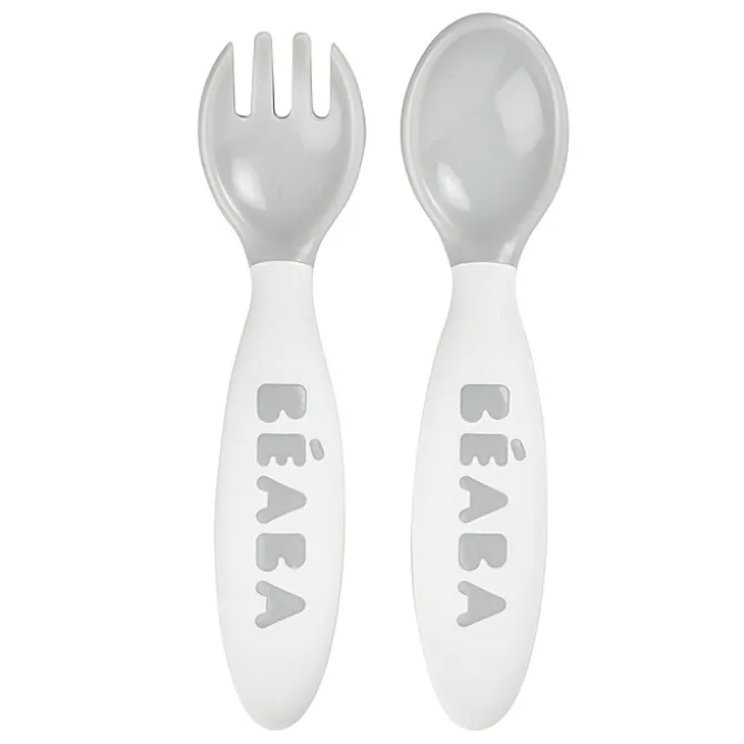 BÉABA Lot de 2 Couverts Ergonomiques 2ème Âge - Light Mist