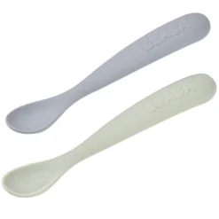 BÉABA Lot de 2 Cuillères 1er Âge Silicone - Galet