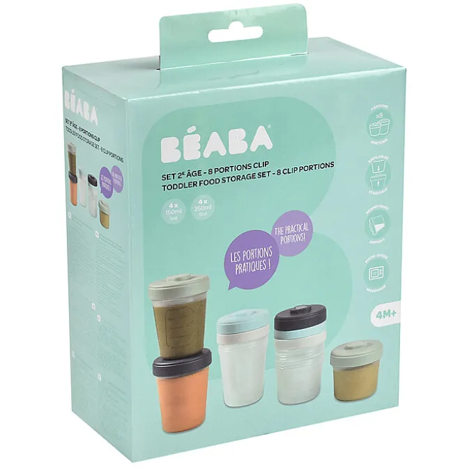 BÉABA Lot de 8 Portions Clip 2ème Âge 150 et 250 ml - Multicolore