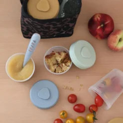 BÉABA Pack Premier Repas 12 Portions Clip + 2 Cuillères 1er Âge Silicone - Galet