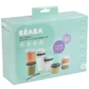 BÉABA Pack Premier Repas 12 Portions Clip + 2 Cuillères 1er Âge Silicone - Storm