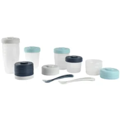 BÉABA Pack Premier Repas 12 Portions Clip + 2 Cuillères 1er Âge Silicone - Storm