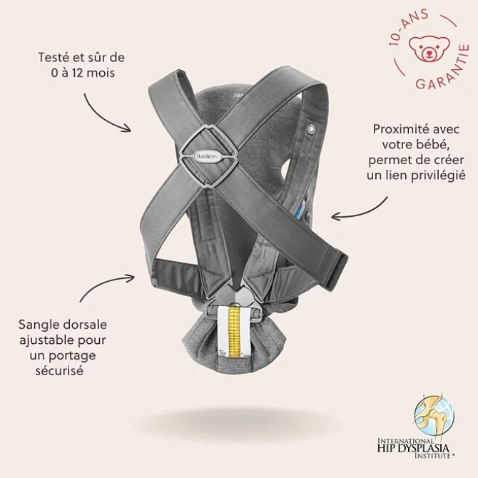 BabyBjörn Porte-bébé Mini 3D Jersey - Gris Clair