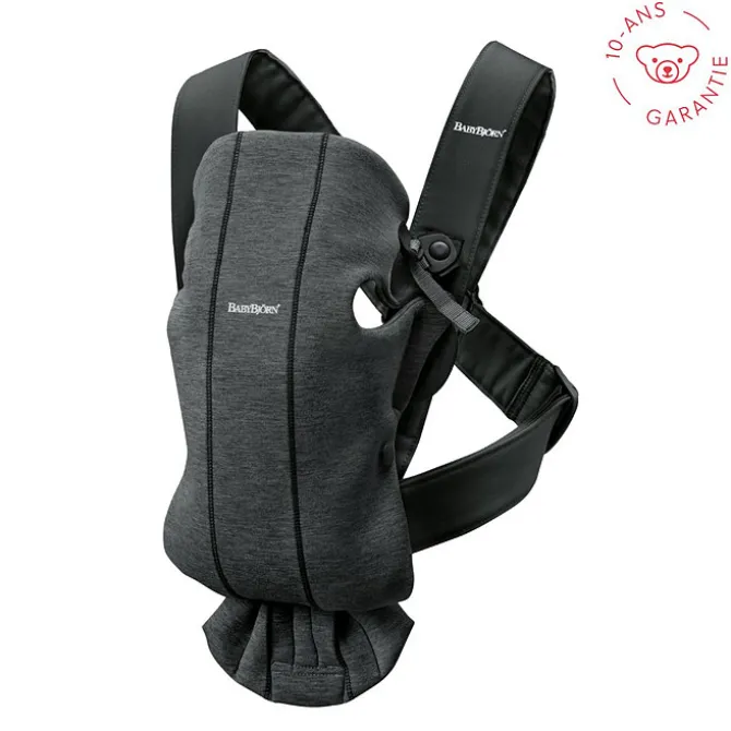 BabyBjörn Porte-bébé Mini 3D Jersey - Gris Charbon