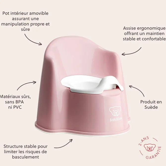 BabyBjörn Pot Fauteuil - Rose Pastel et Blanc