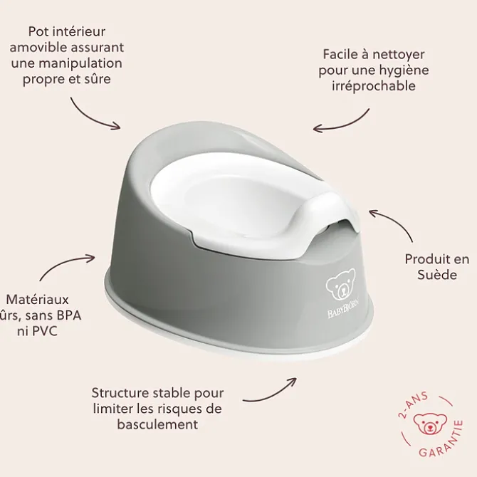 BabyBjörn Pot Smart - Gris et Blanc
