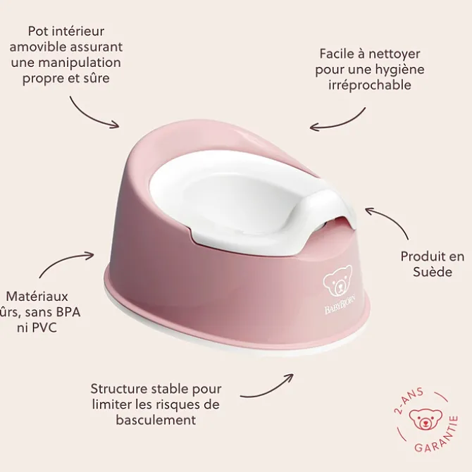 BabyBjörn Pot Smart - Rose Pastel et Blanc