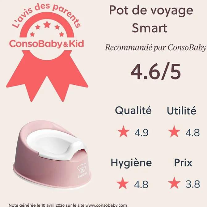 BabyBjörn Pot Smart - Rose Pastel et Blanc