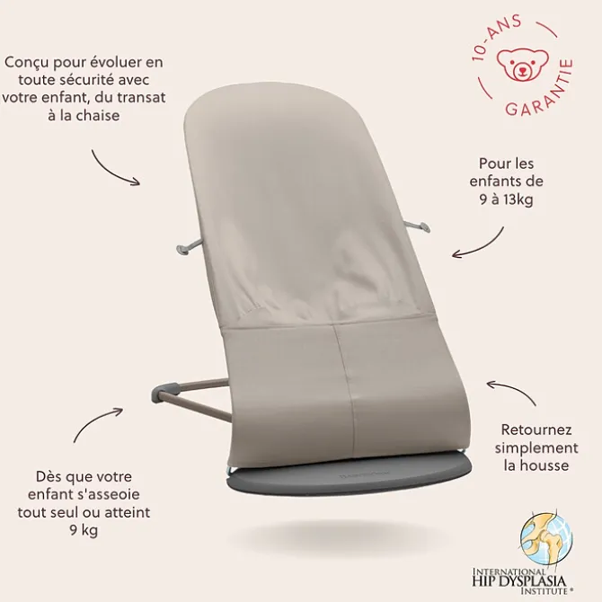 BabyBjörn Transat Bliss Jersey 3D - Gris Sable