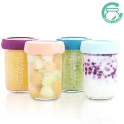 Babymoov Lot de 4 Babybols en Verre 220 ml - Multicolore