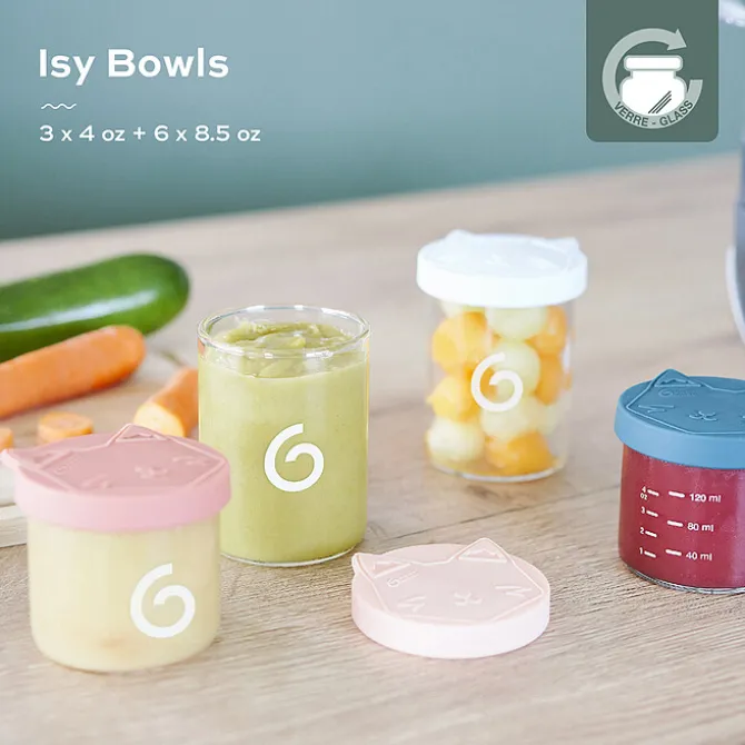 Babymoov Lot de 9 ISY BOWLS en Verre 120 et 250 ml - Multicolore