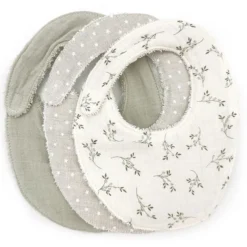 Babyshower Lot de 3 Bavoirs - Olive Bloom