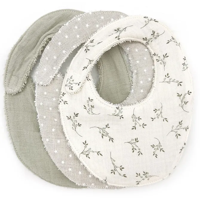 Babyshower Lot de 3 Bavoirs - Olive Bloom