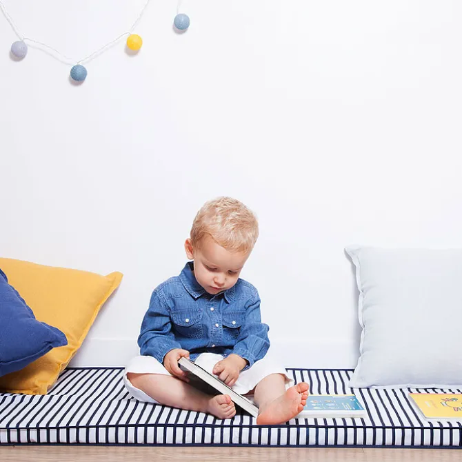 BabyToLove Matelas Nomade Blue Stripes - 60 x 120 cm