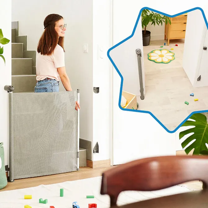 Badabulle Barrière de Sécurité Rétractable Safe & Roll - Gris