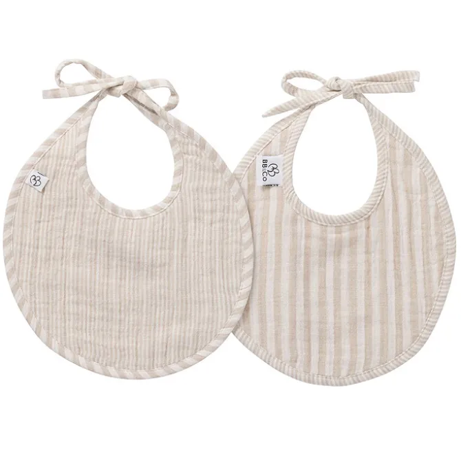 BB&Co Lot de 2 Bavoirs Naissance - Rayé Galet