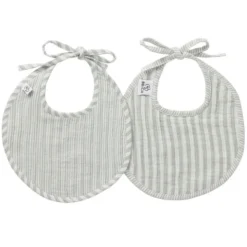 BB&Co Lot de 2 Bavoirs Naissance - Rayé Vert de Gris