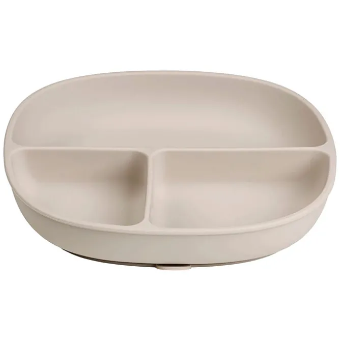 b.box for kids Assiette Compartimentée à Ventouse et Couvercle - Latte